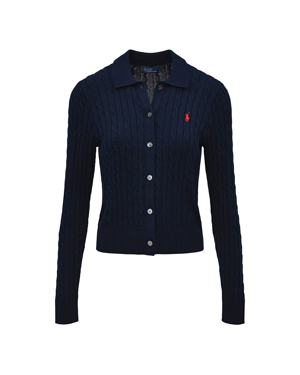 Cable Knit Cotton Cardigan Hunter Navy