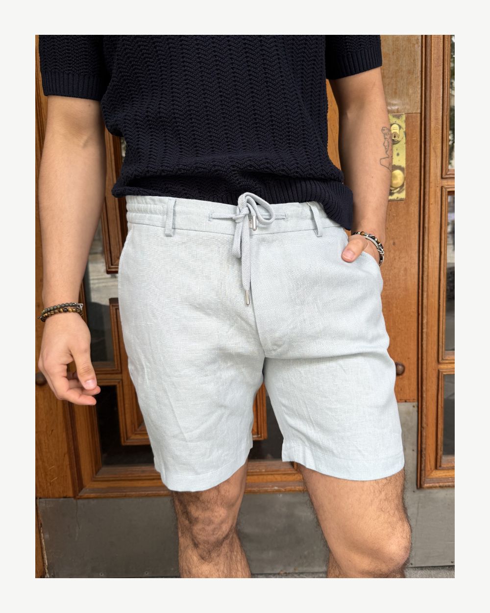 Linen Shorts - Light Blue