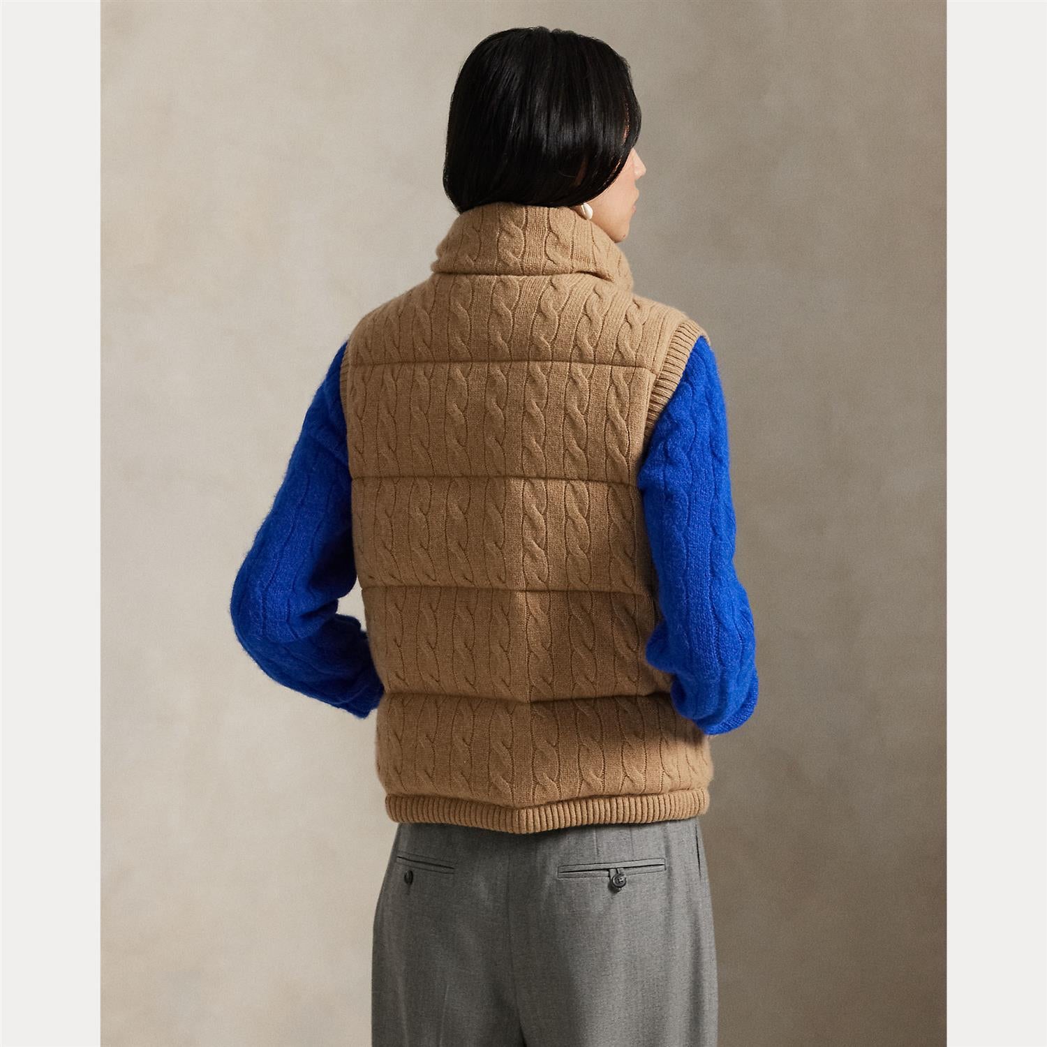 Cable Knit Wool Cashmere Quilted Vest
