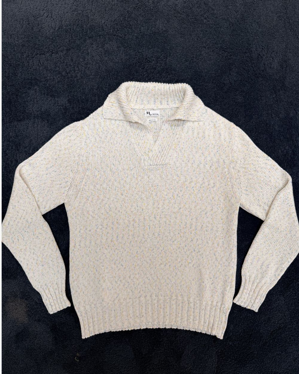 Long Sleeve Knitted Polo - Panna