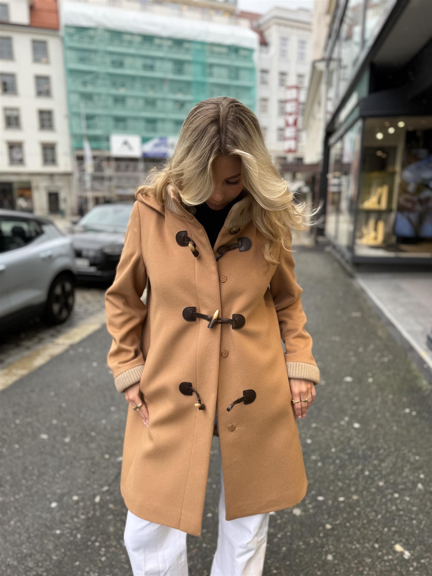 Wool Coat Hood and Buckles