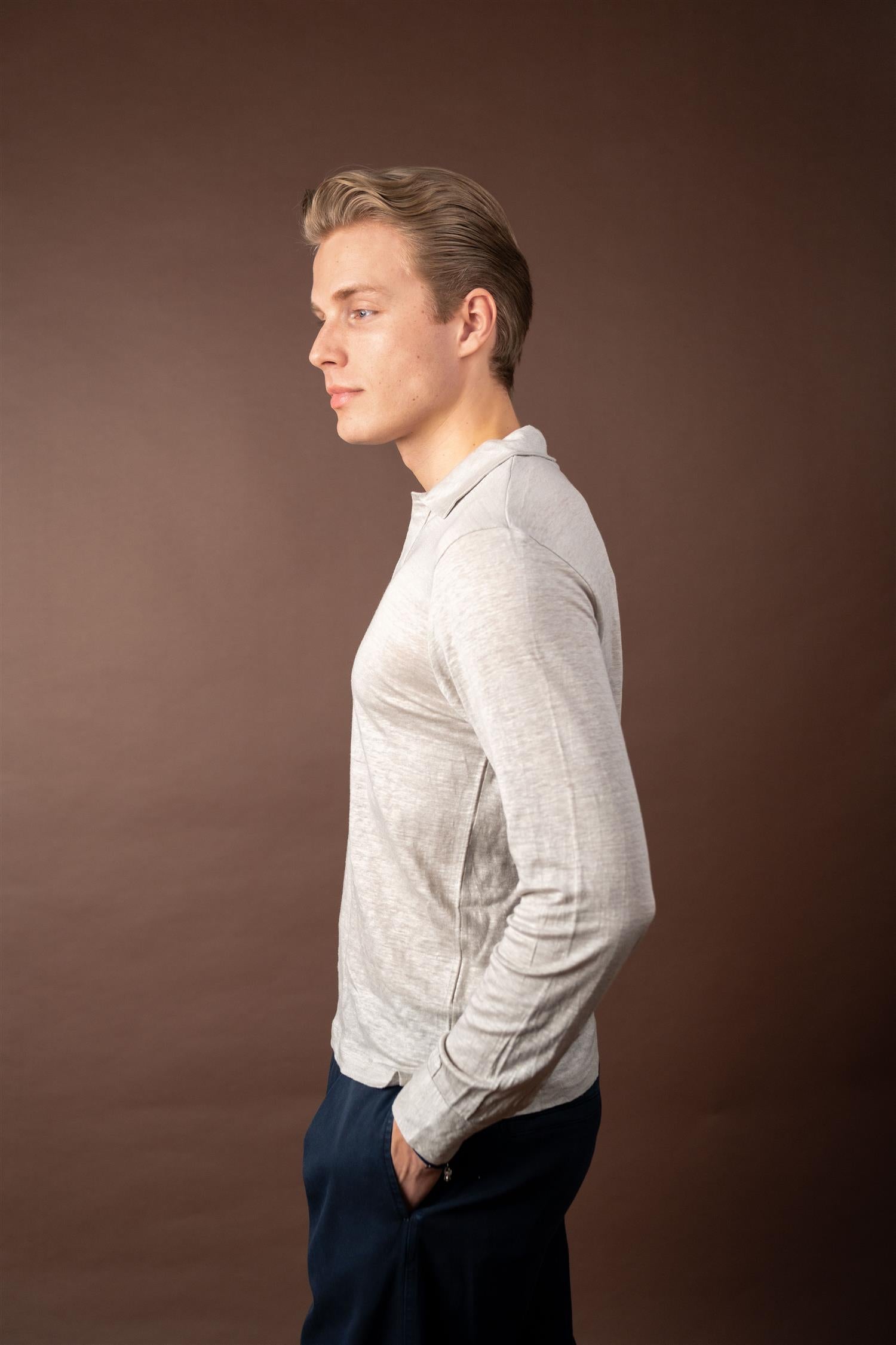 Polo Long Sleeve Linen - Beige