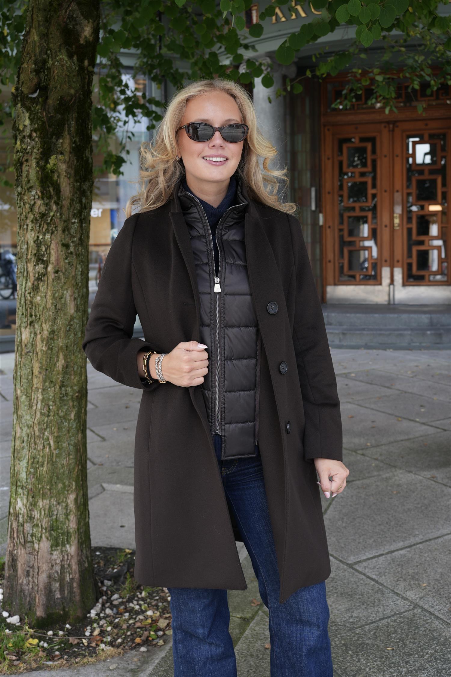 Classic Coat Detachable Vest - Brown