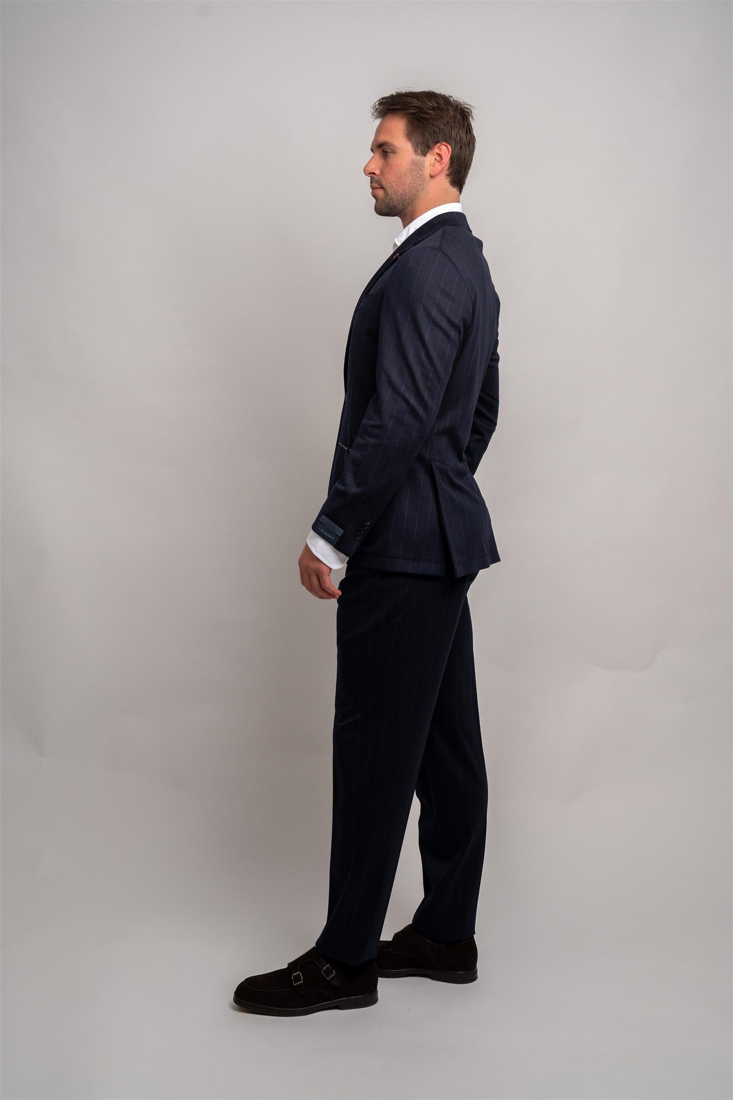 Loro Piana Jersey Suit Pinstripe - Navy