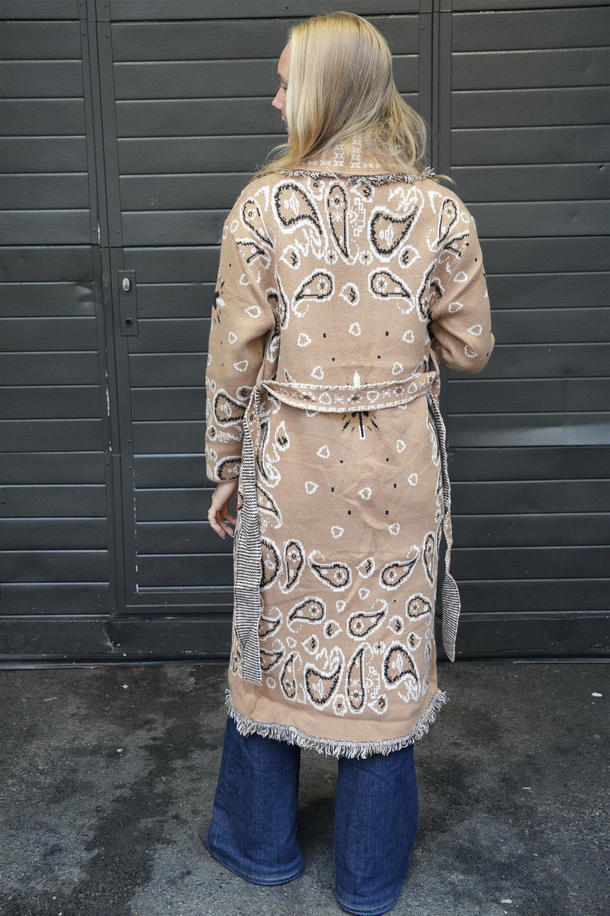 Fringed Paisley Jacket Maxi - Camel