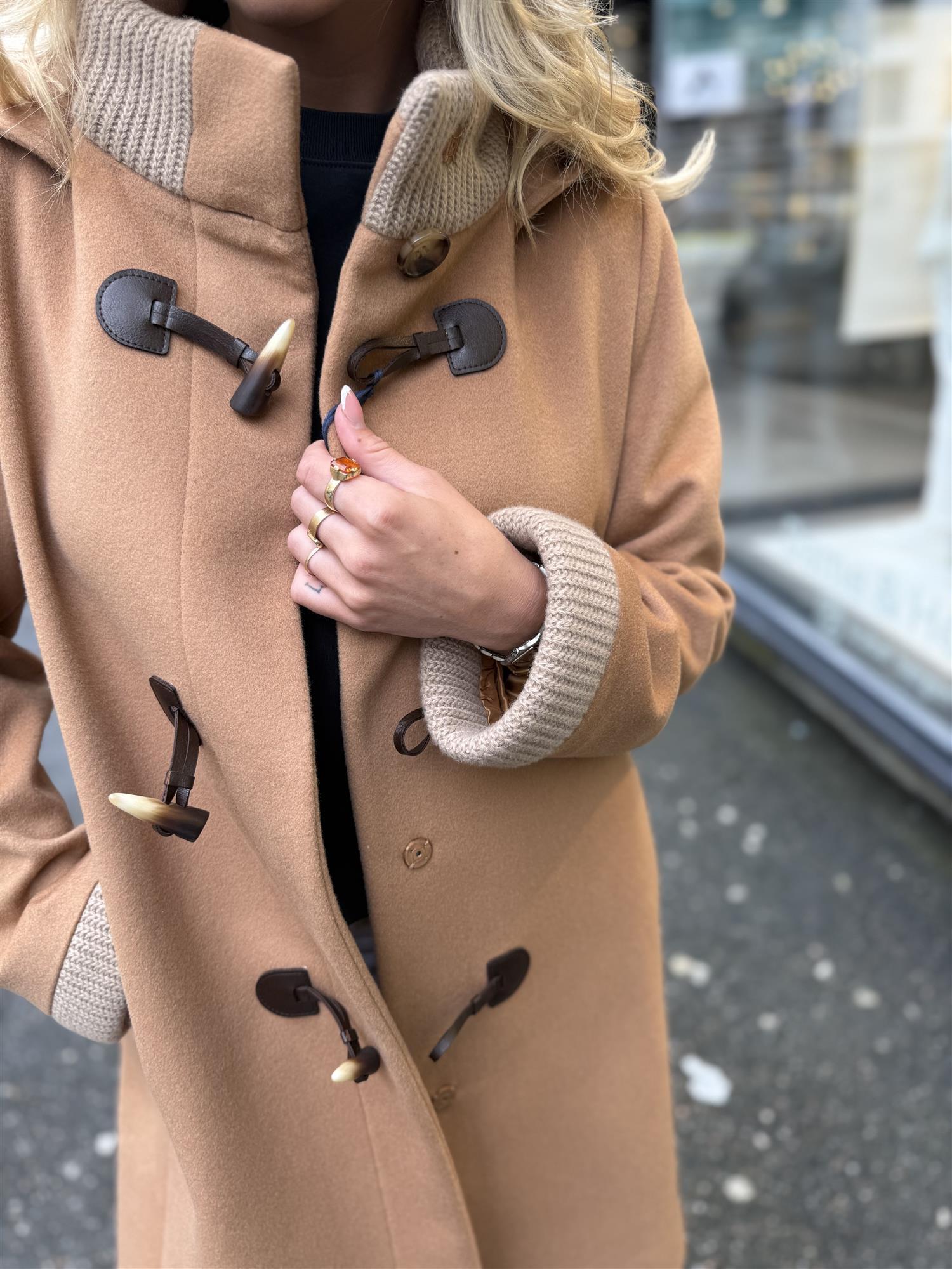 Wool Coat Hood and Buckles