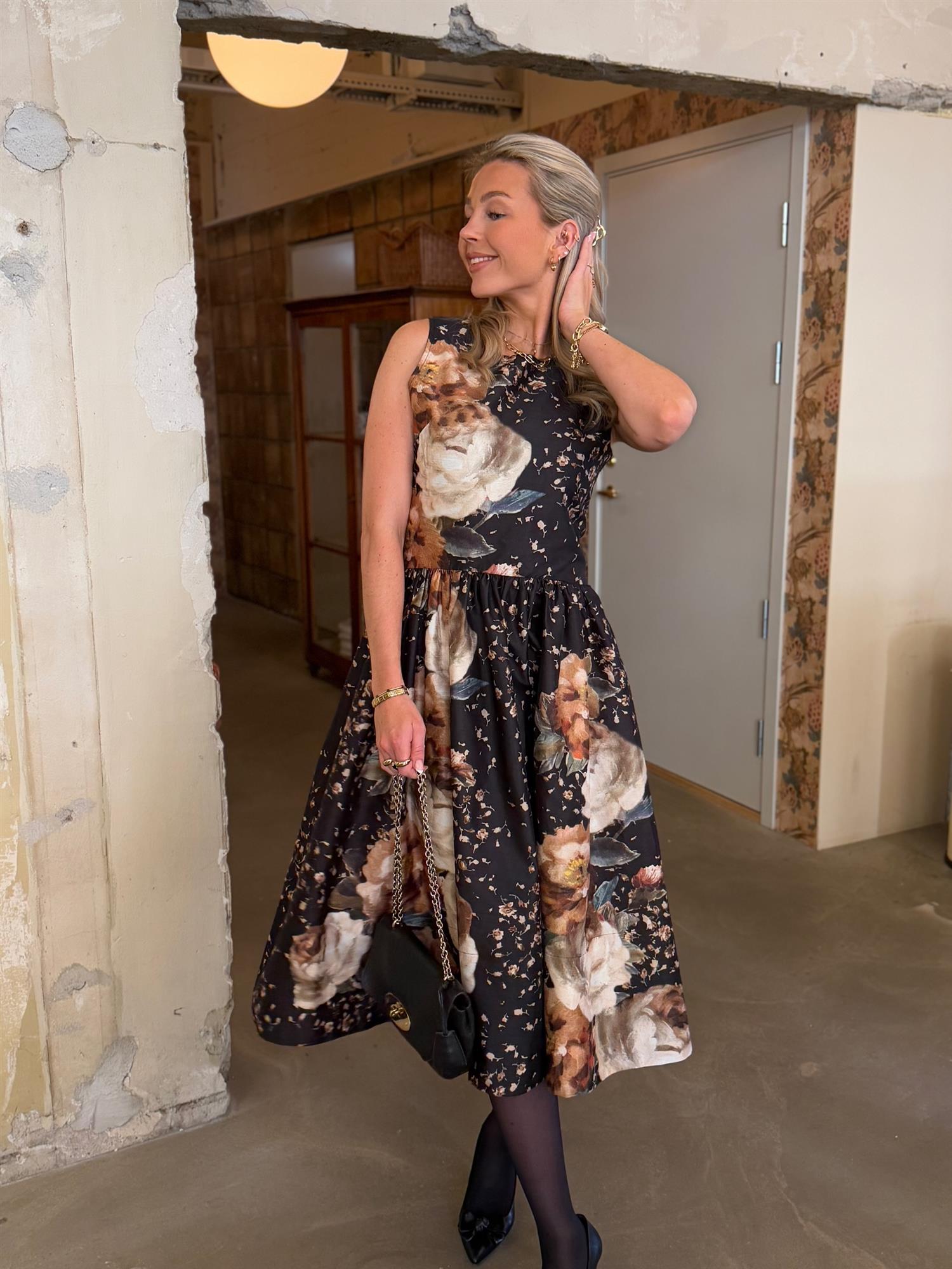 Taffeta Midi Dress Dark Rose