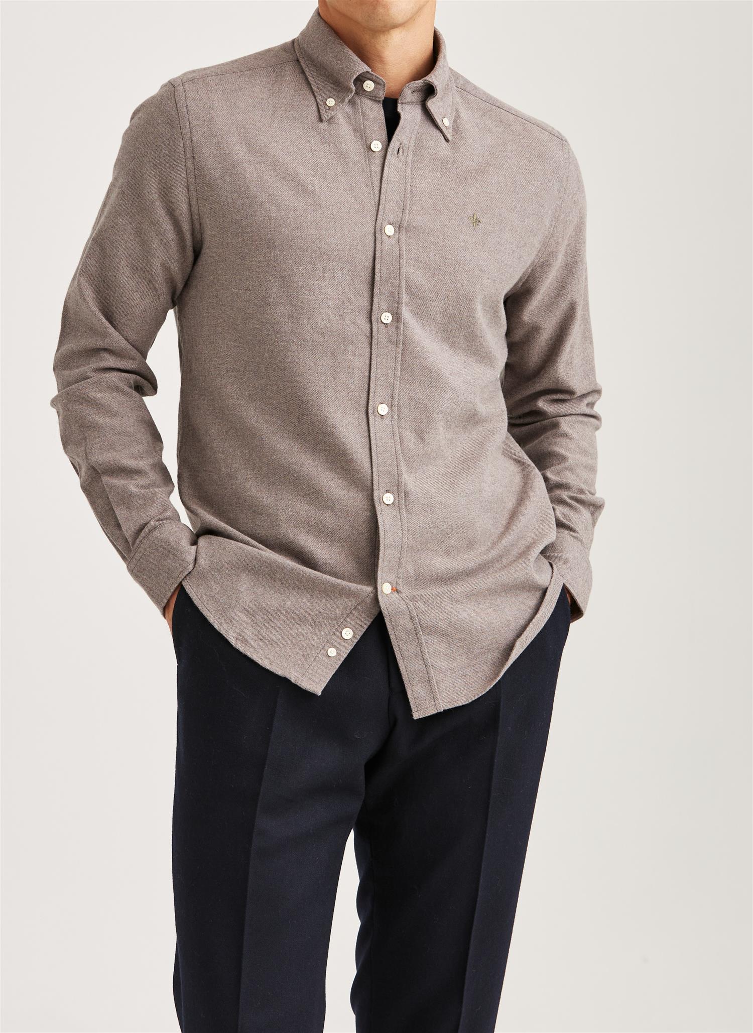 Twill Flannel Shirt - Brown