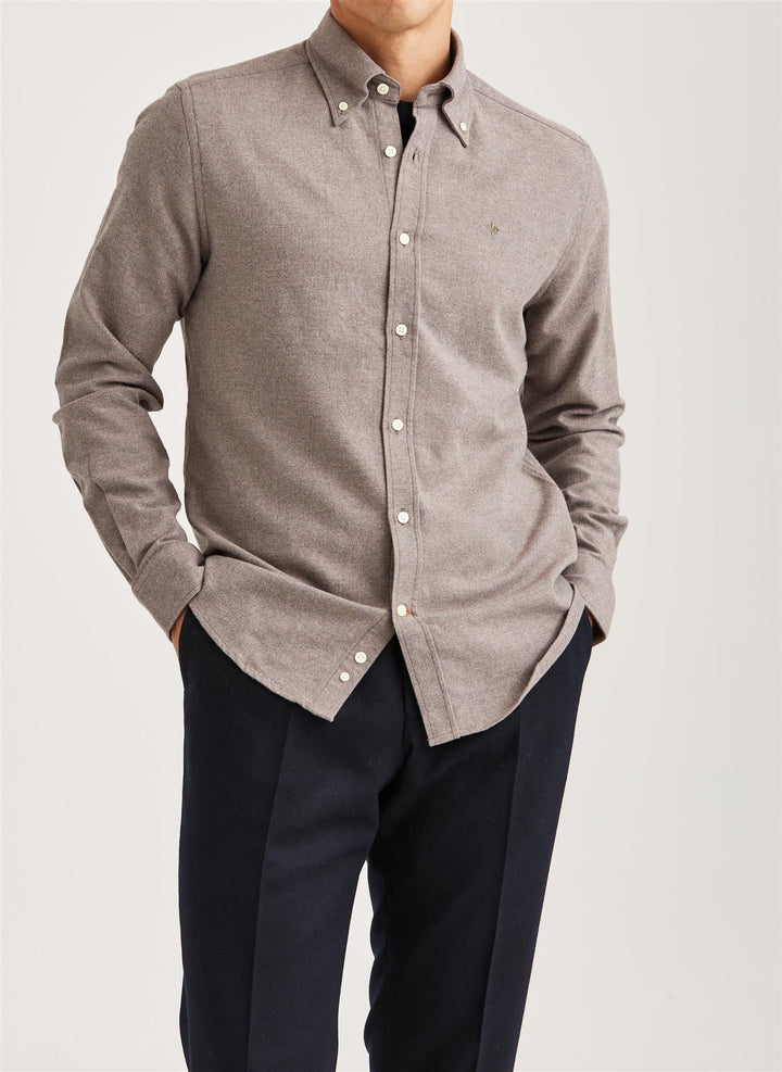 Twill Flannel Shirt - Brown