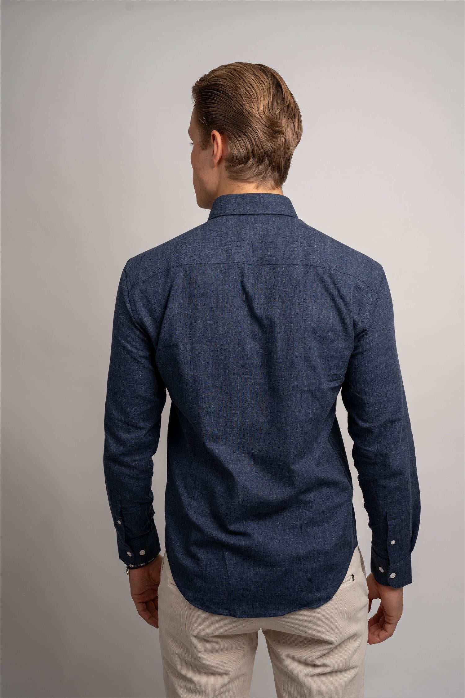 Rustic Flannel Shirt - Navy
