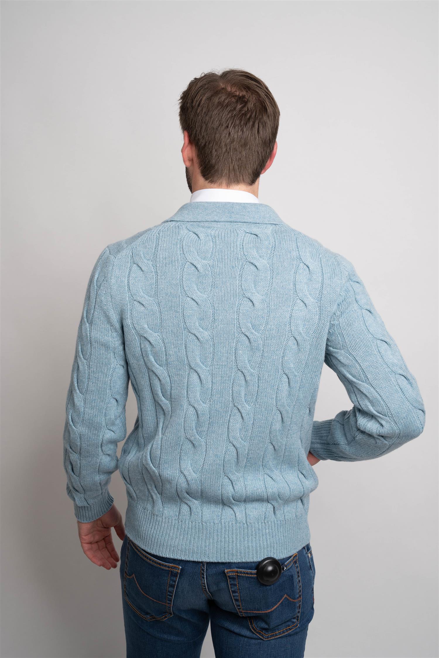 Full Zip Cable - Light Blue