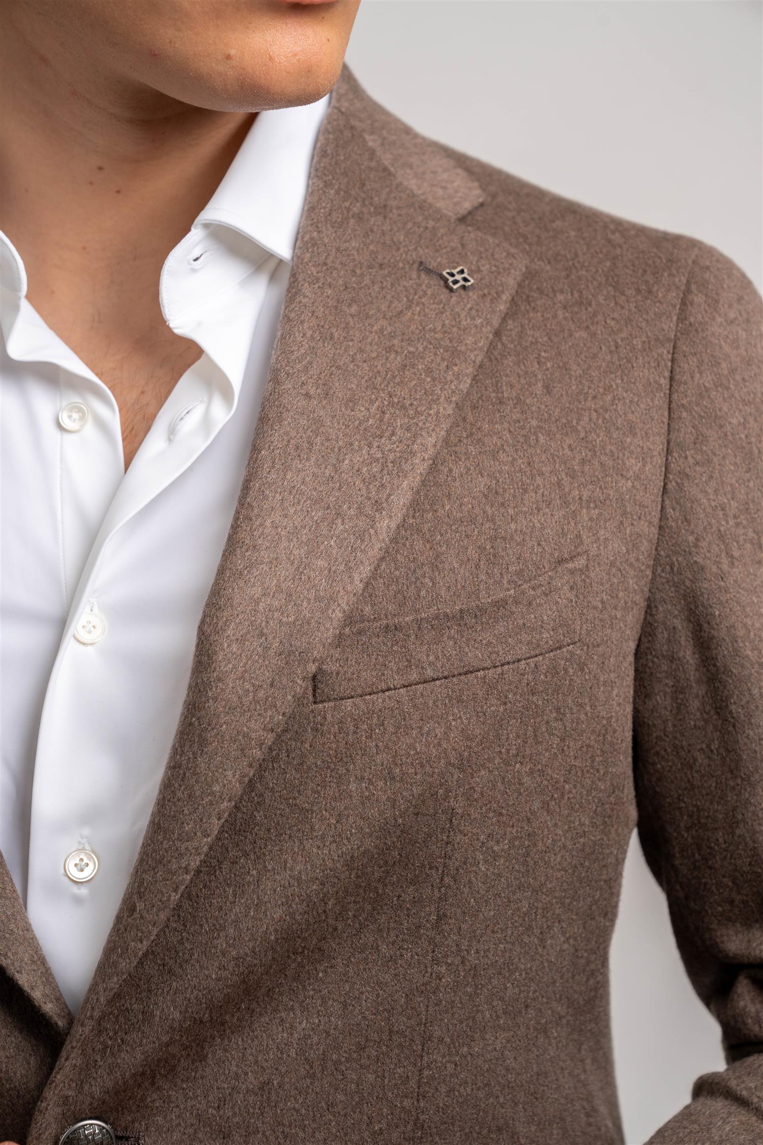 Wool Cashmere Blazer - Brown