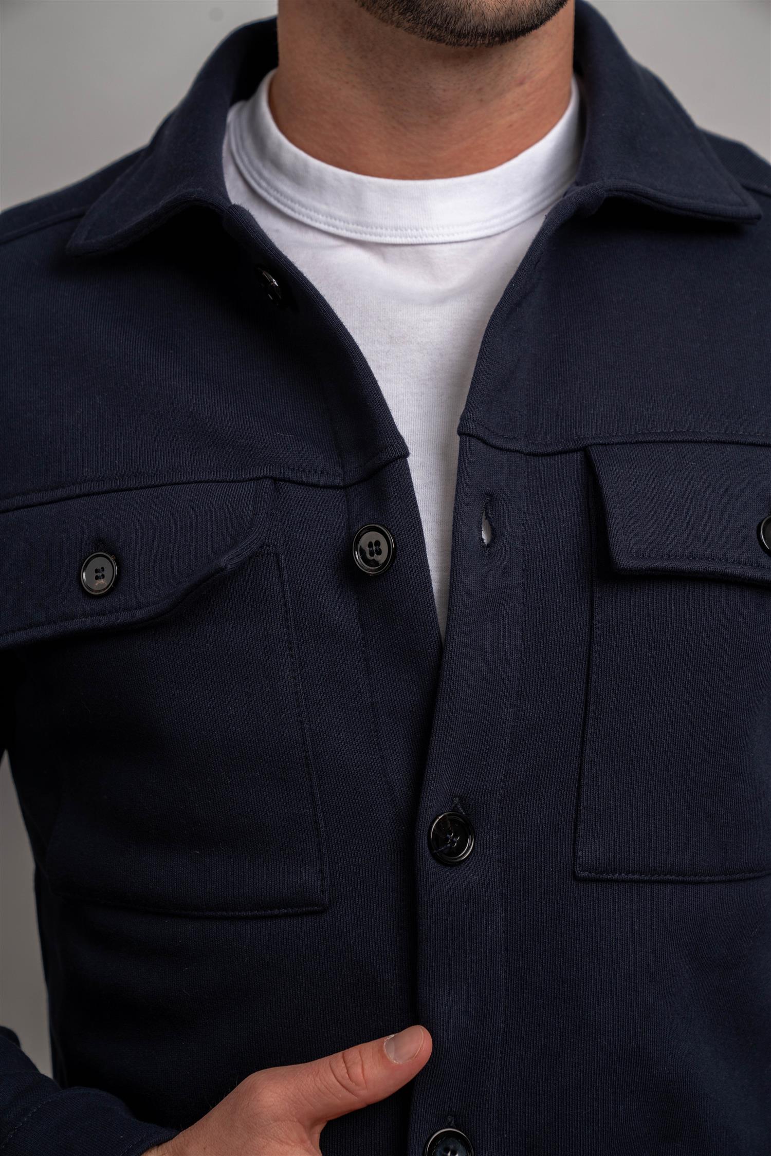 Shirt Jacket Buttons - Navy