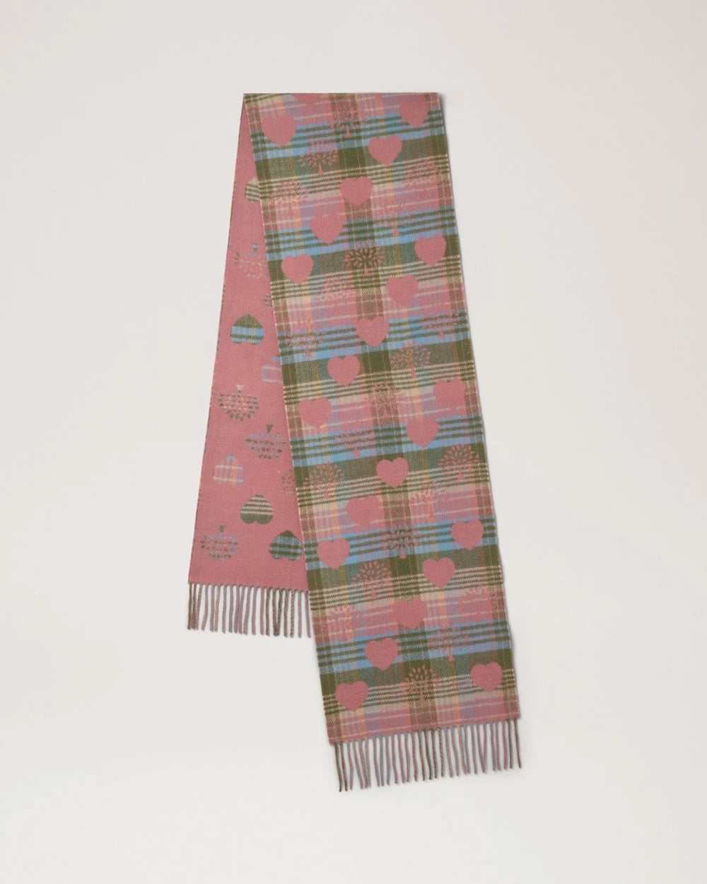Heritage Check & Heart Scarf Moss-Pink Scrumpy