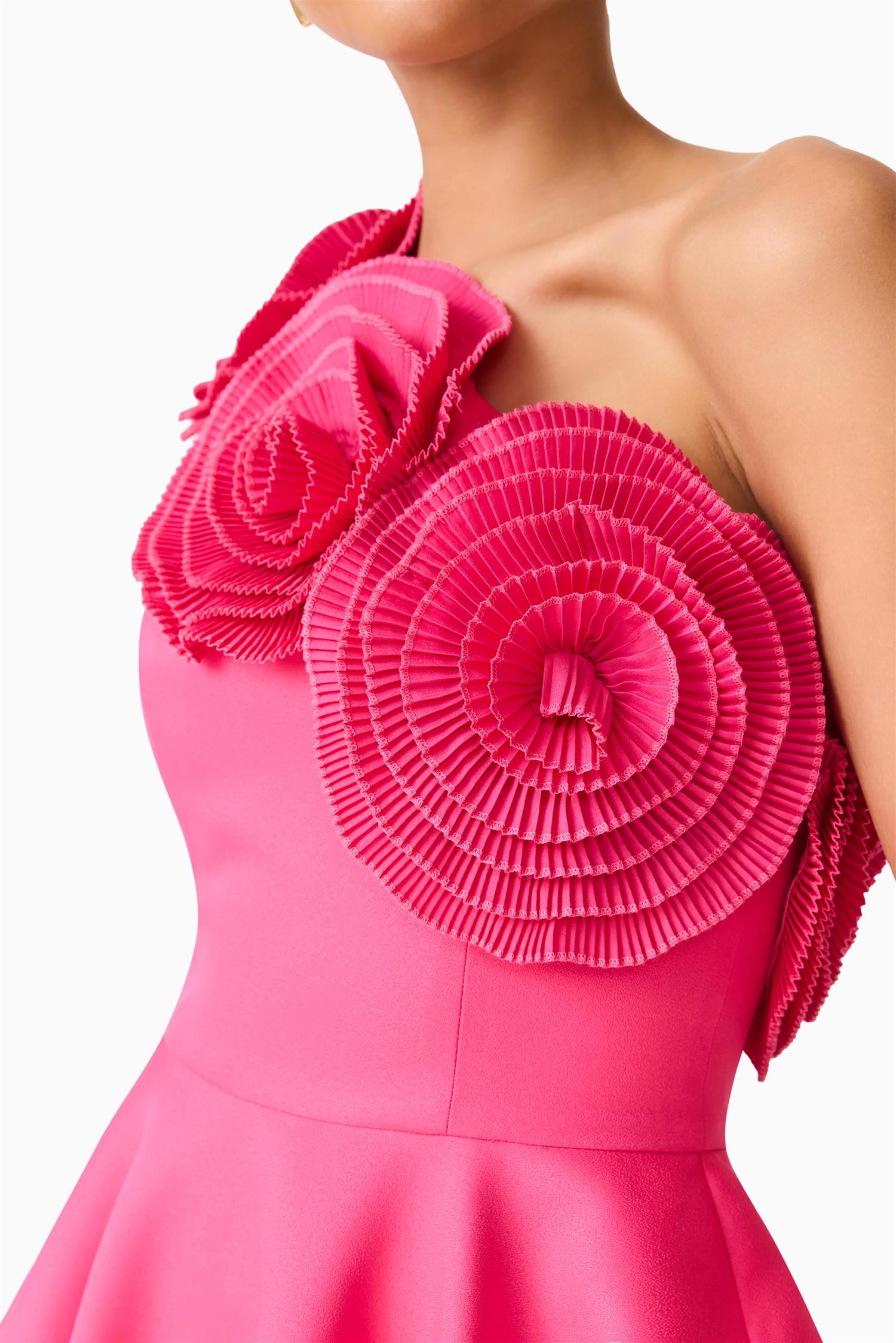 Noralyn One Shoulder Mini Dress Hot Pink