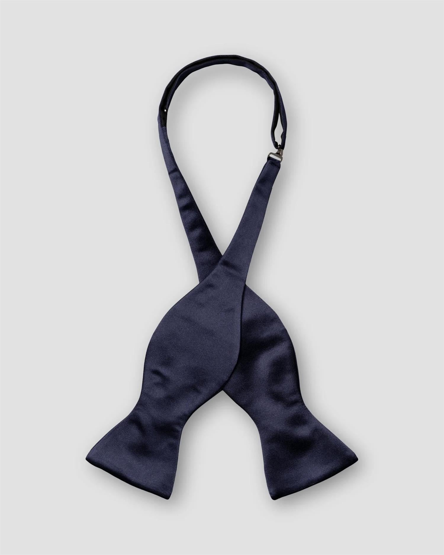 Navy Silk Bow Tie – Self Tied