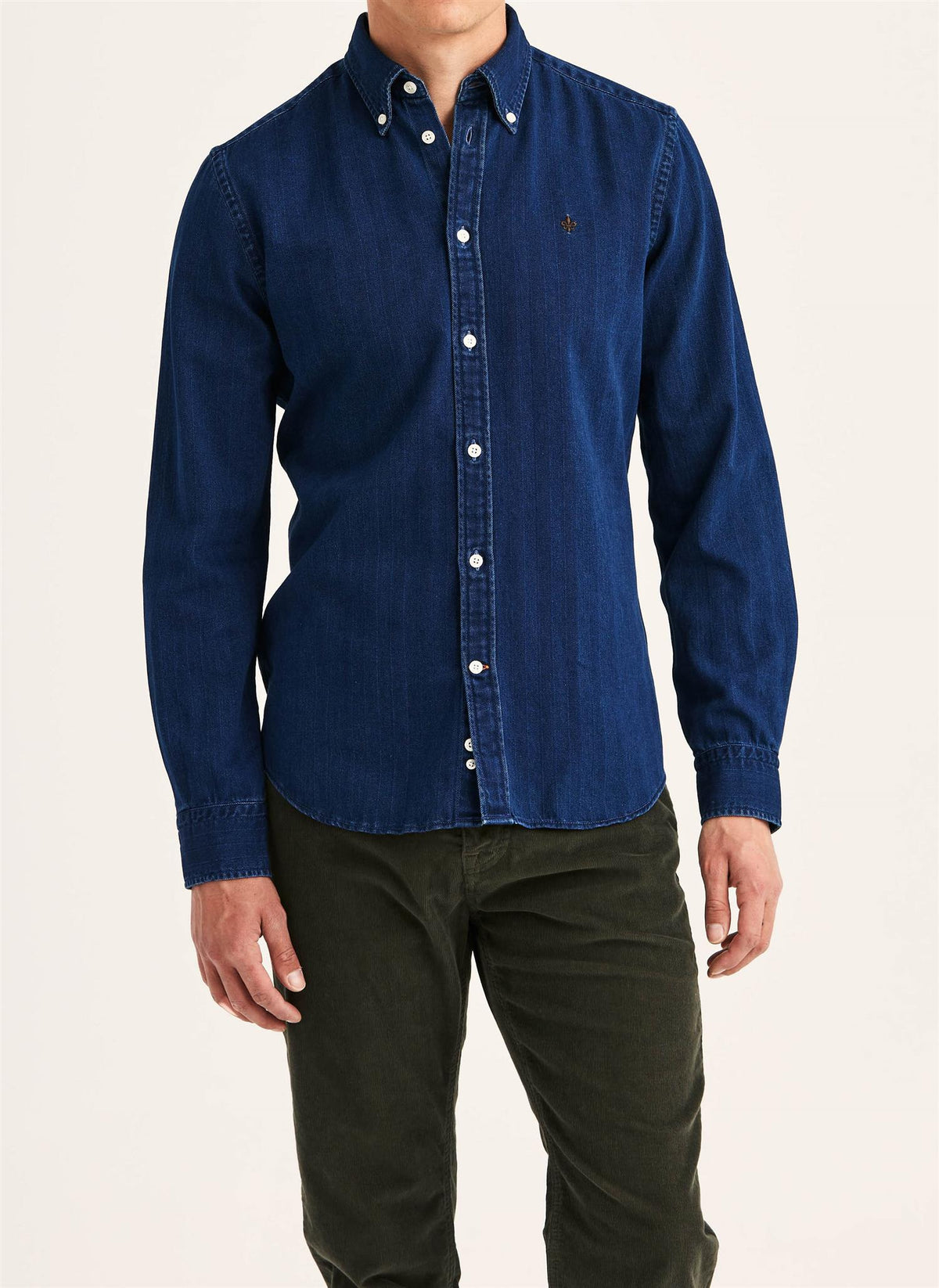 Indigo Herringbone Shirt Slim