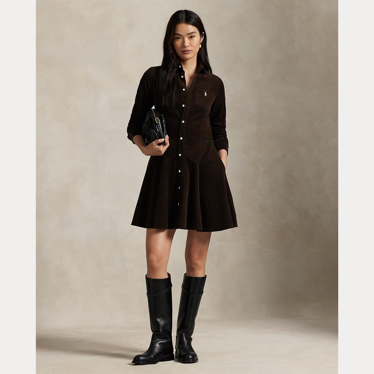 Cotton Corduroy Shirt Dress