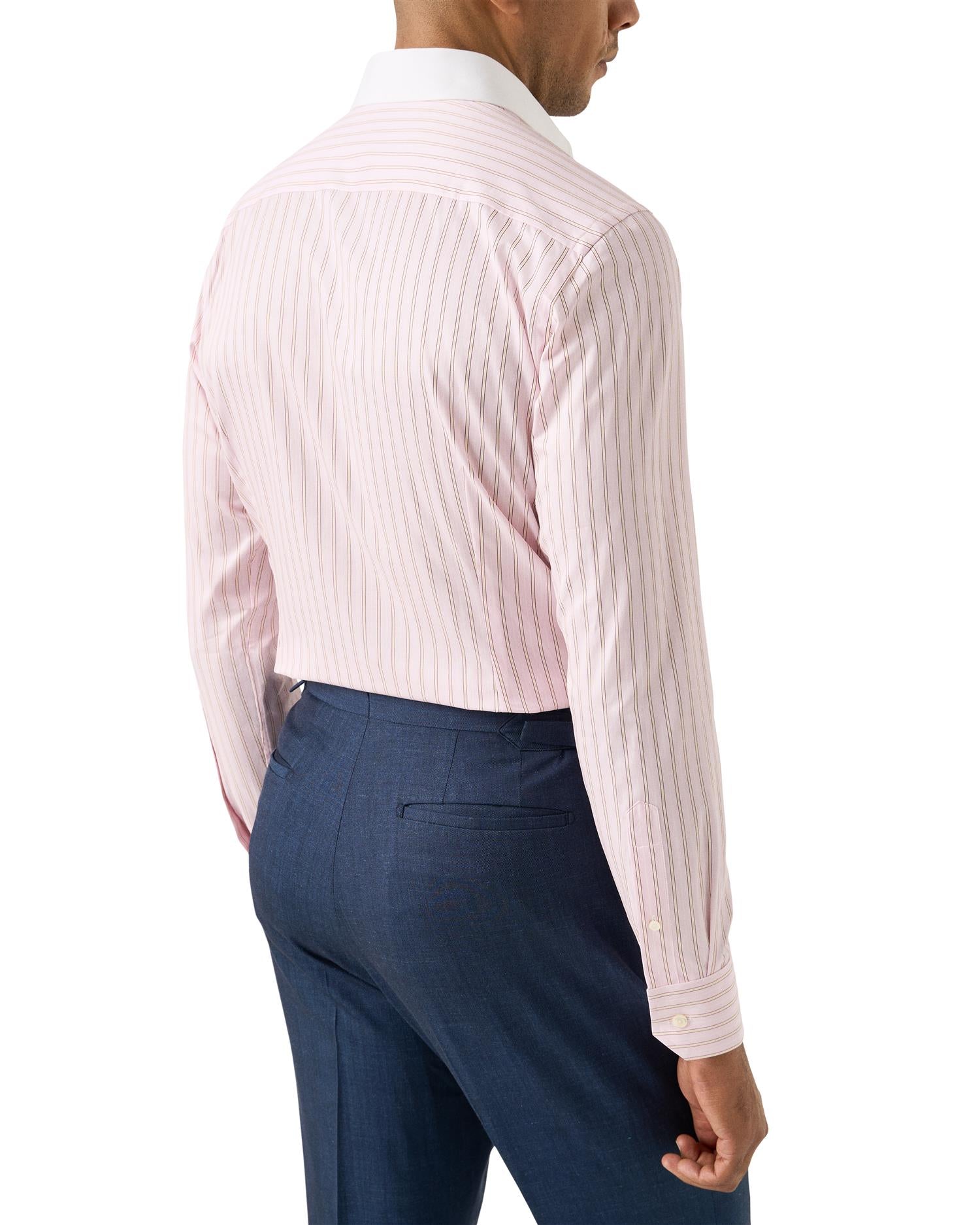 Striped White Collar Signature Twill Shirt - Pink