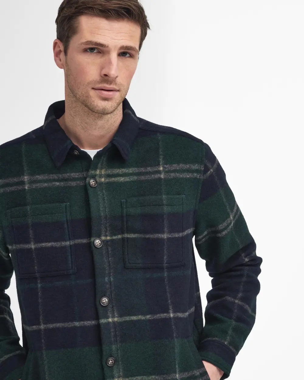 Chapter Tailored Check Overshirt - Green