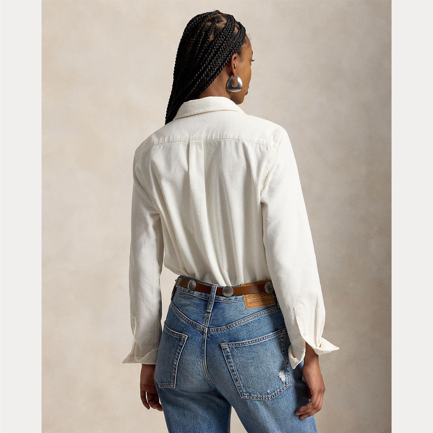 Classic Fit Cotton Corduroy Shirt Warm White