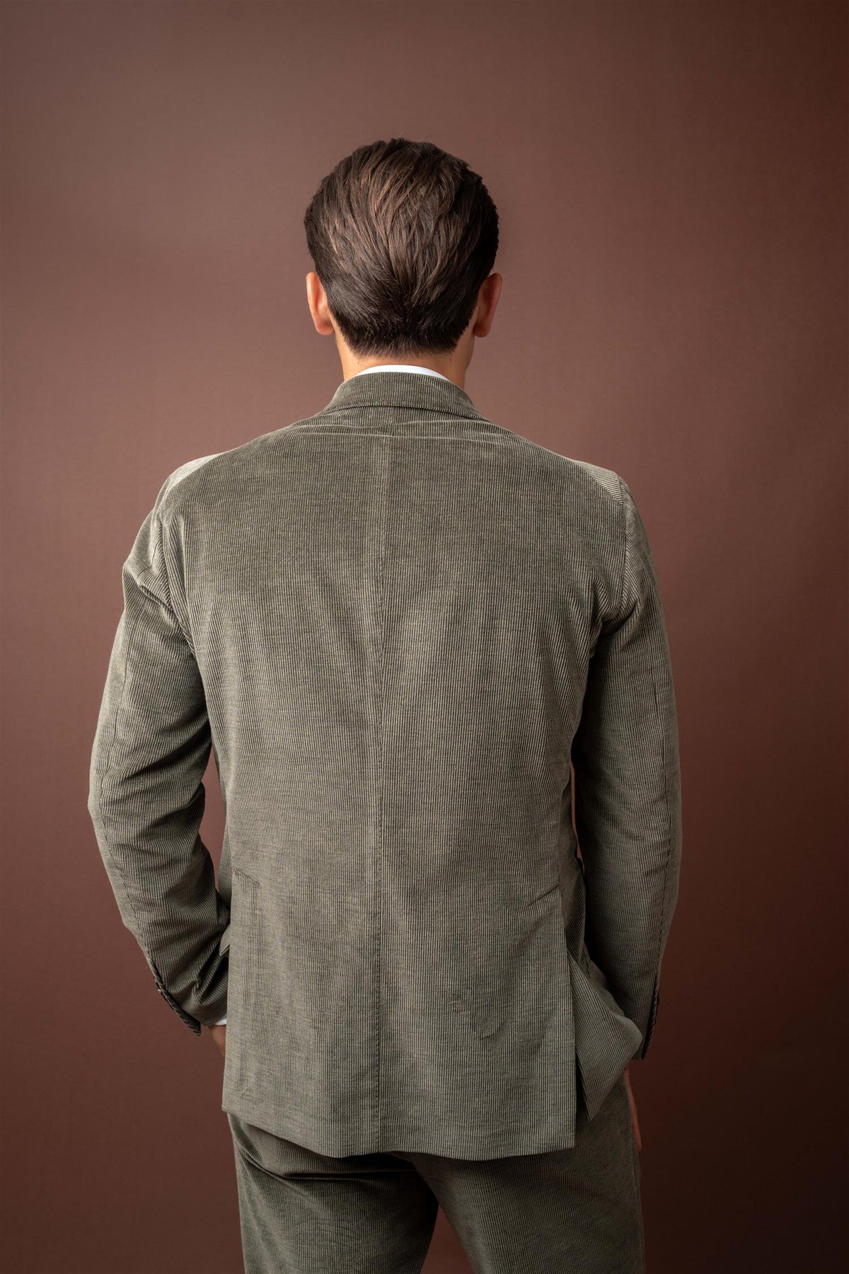Double Breasted Cord Jacket - Green