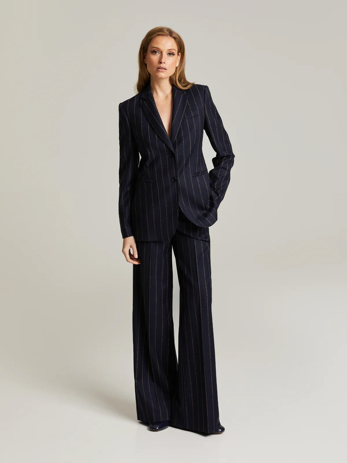 Katya Trousers - Navy/Camel