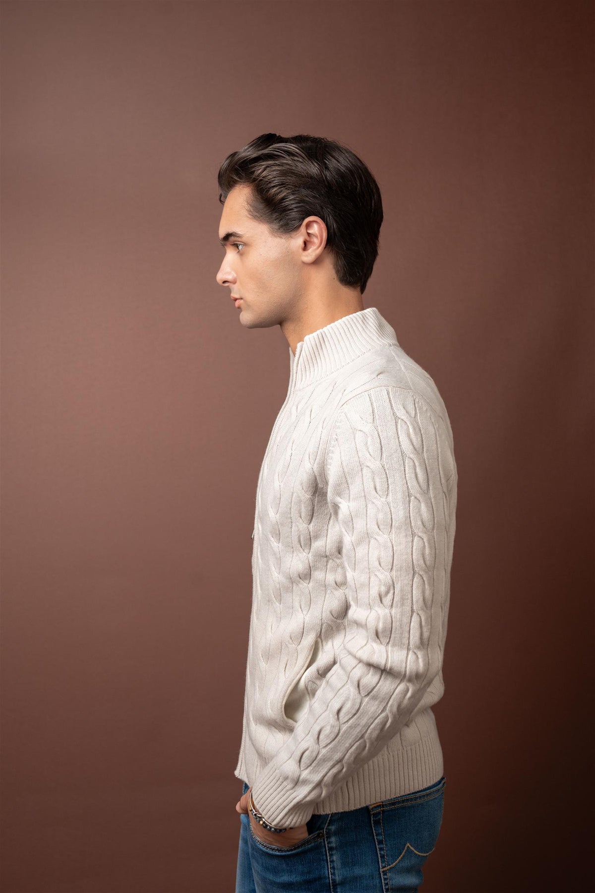 Cable Knitted Lana Cashmere - Beige