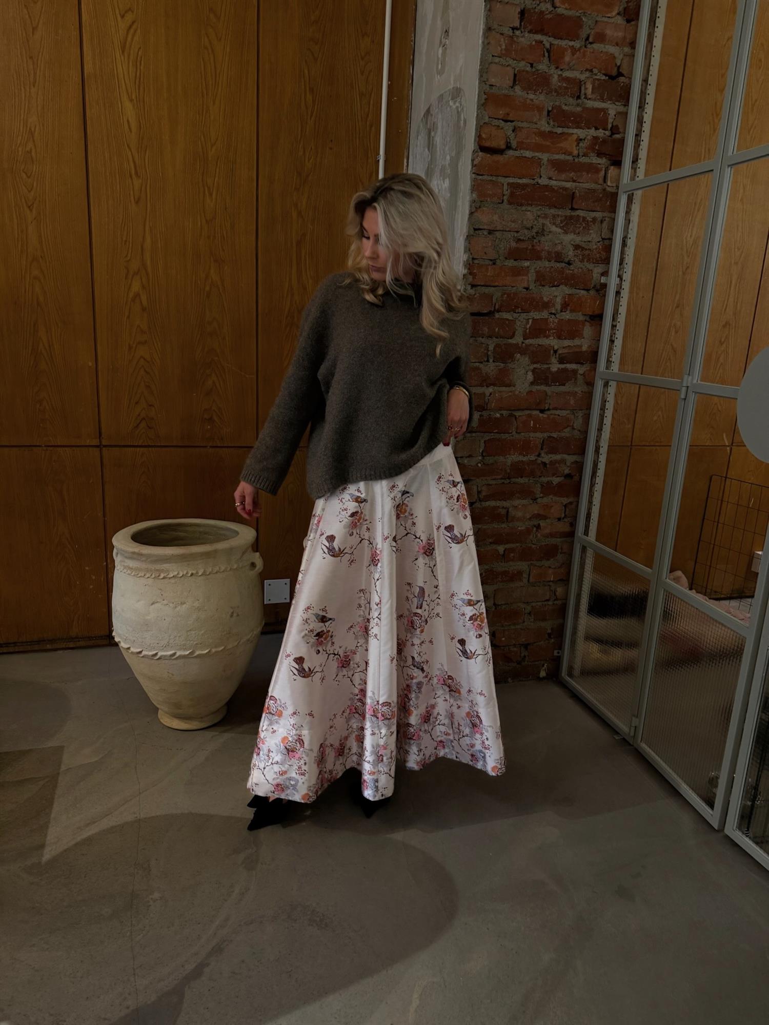 Taffeta Maxi Skirt Vintage Wallpaper