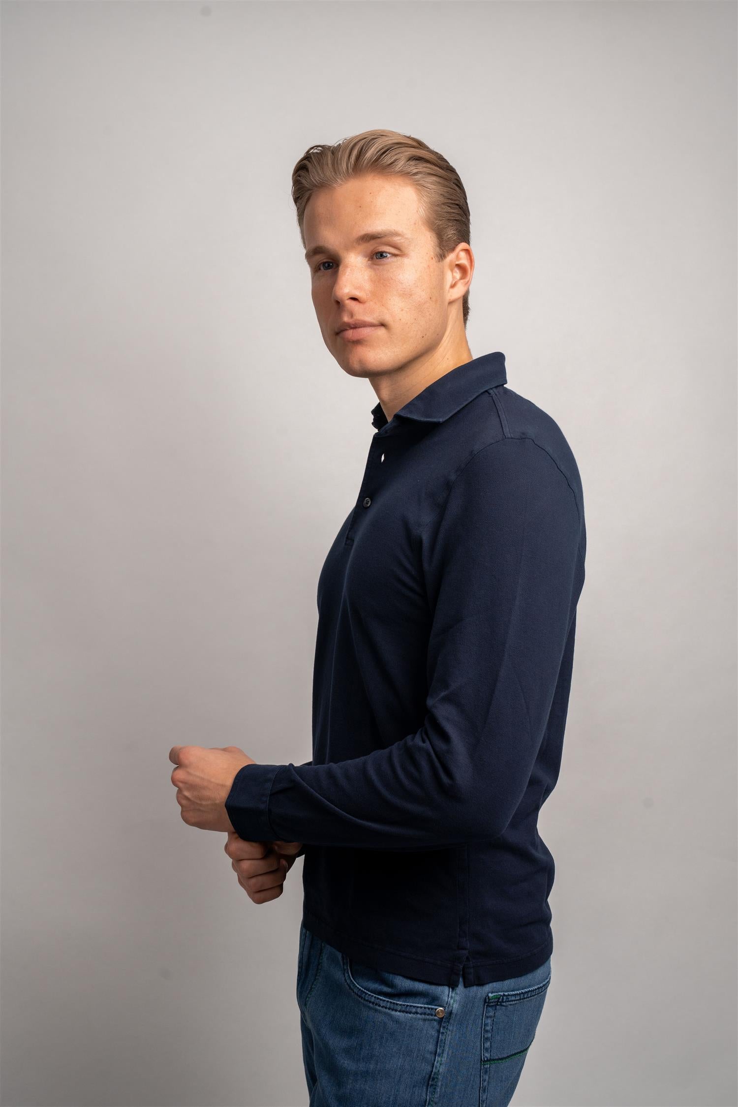 Pique Long Sleeve - Navy