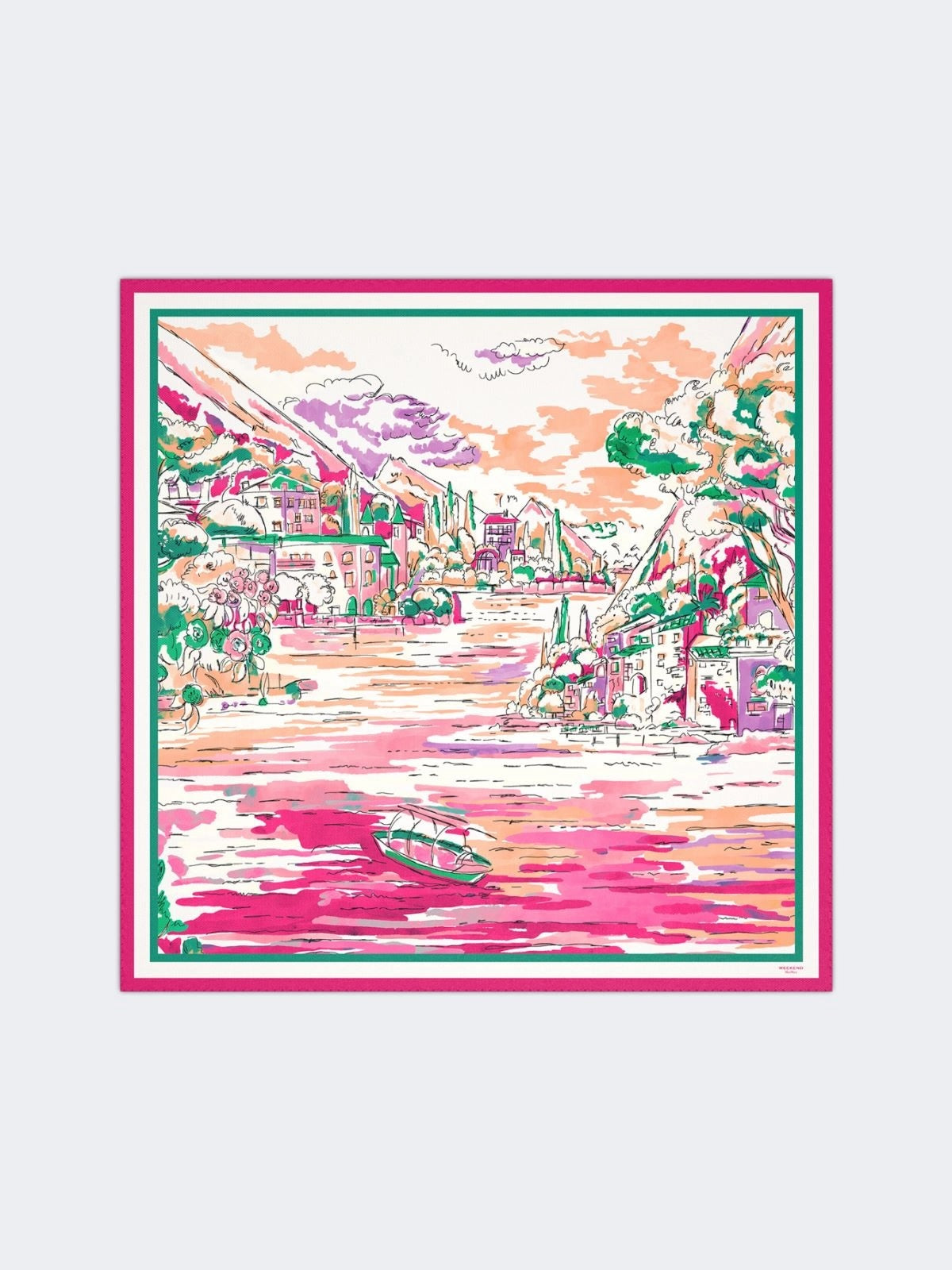 Printed silk foulard 90 x 90 - Pink