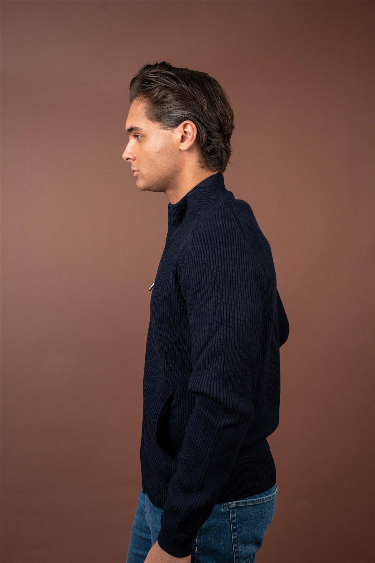 Full Zip Ribbed - navy