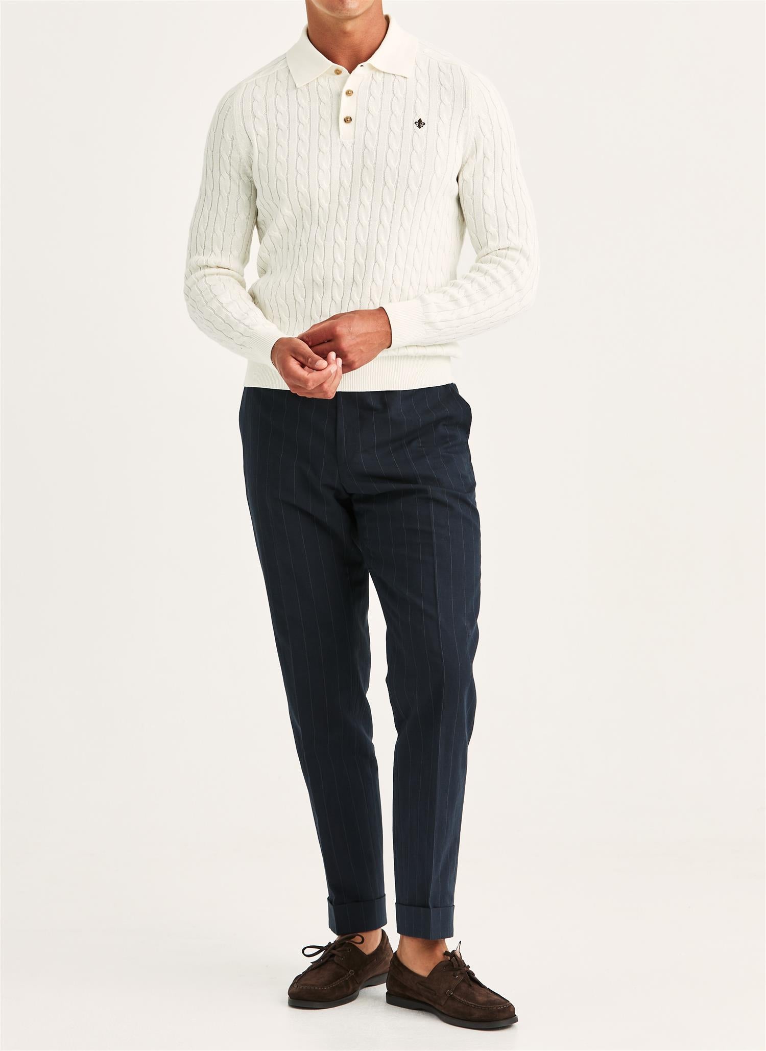 Lancaster Cable Polo - Off White