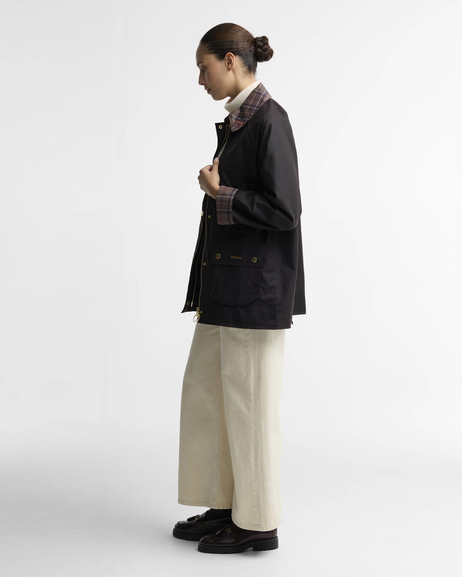 Icons Tartan Collar Modern Beadnell Waxed Jacket Rustic