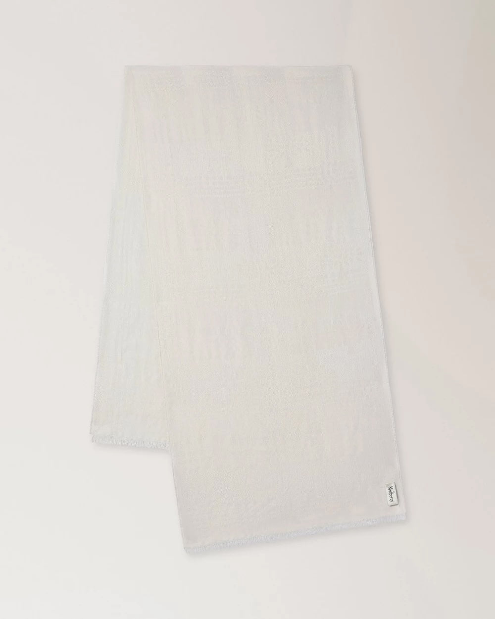 Check & Tree Rectangular Scarf 45 x 180 Cream