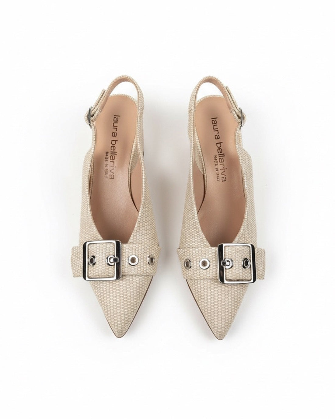 Woven Leather Heel Beige