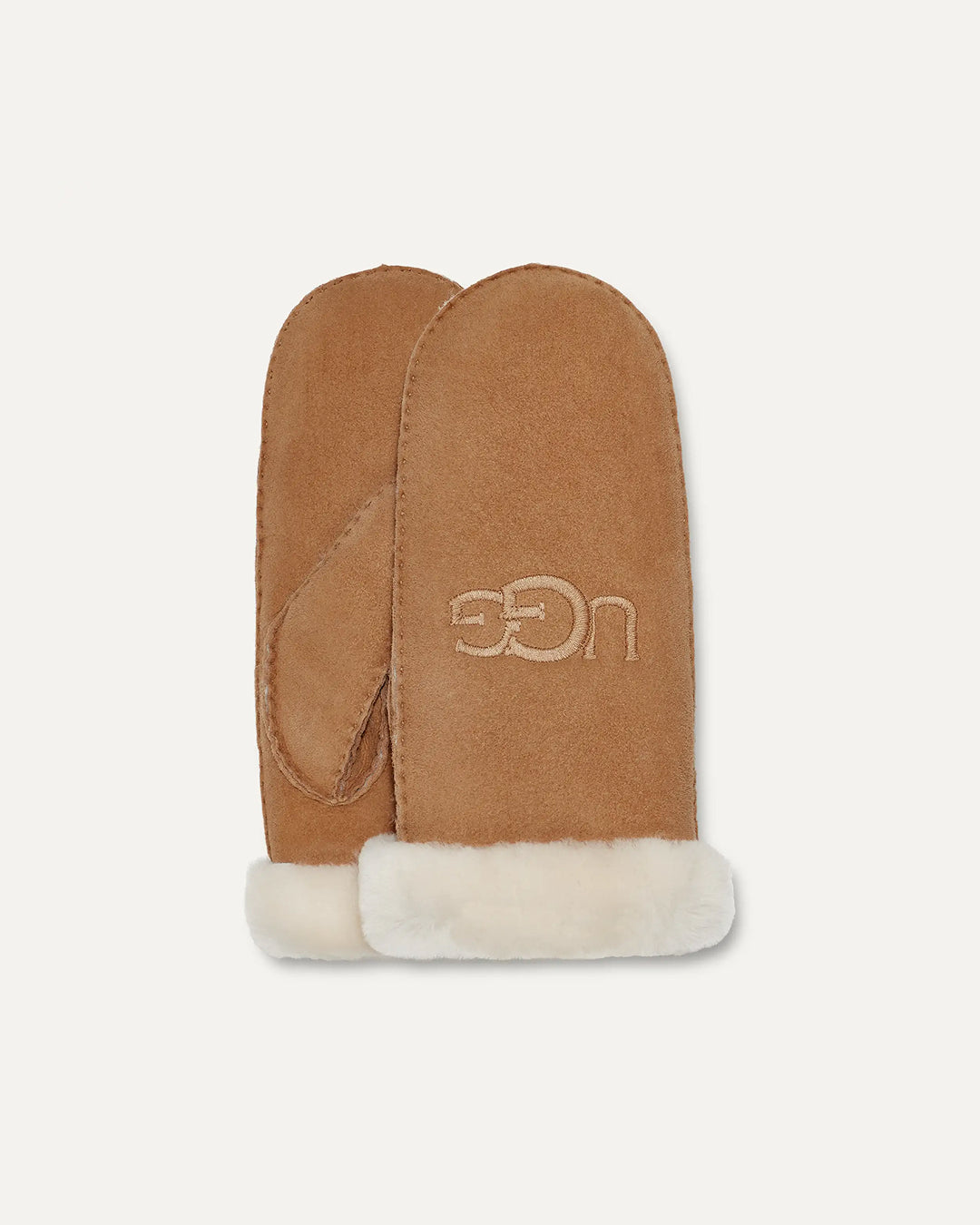Sheepskin Embroider Mitten Chestnut