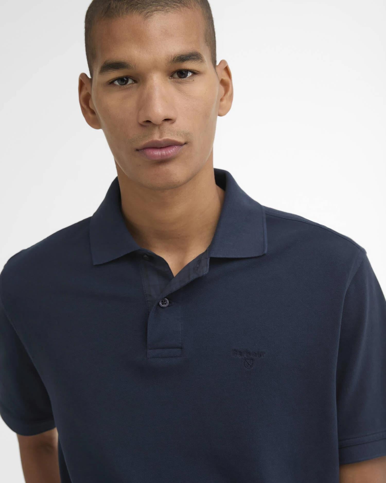 Washed Tartan Polo - Washed Navy