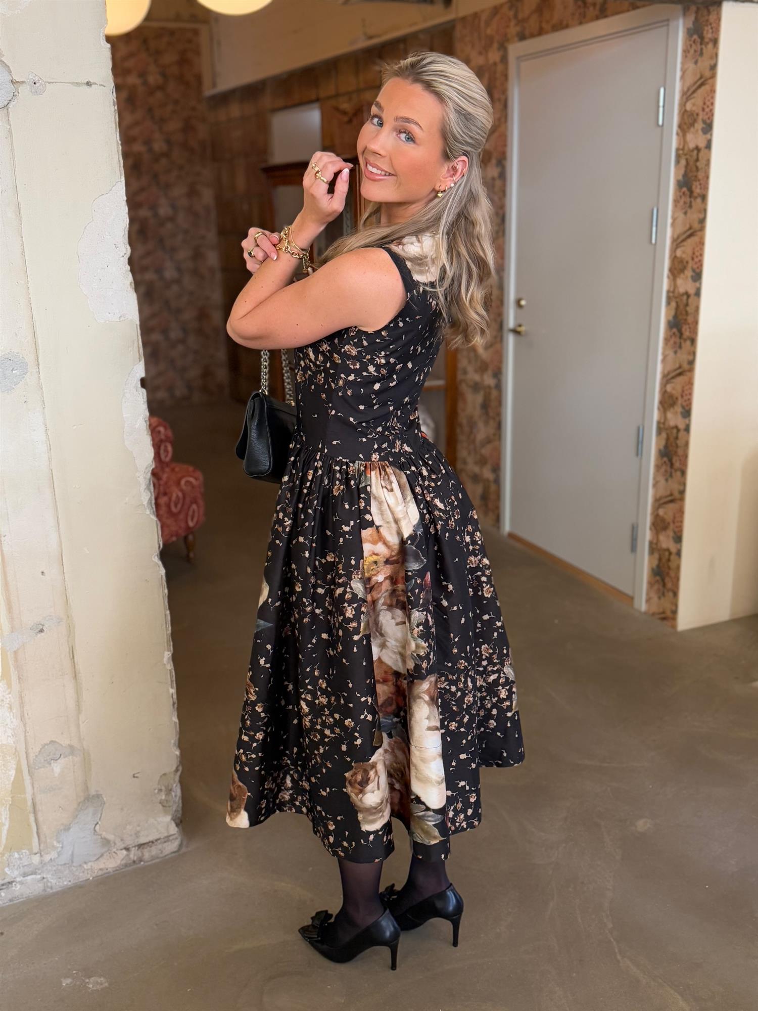 Taffeta Midi Dress Dark Rose