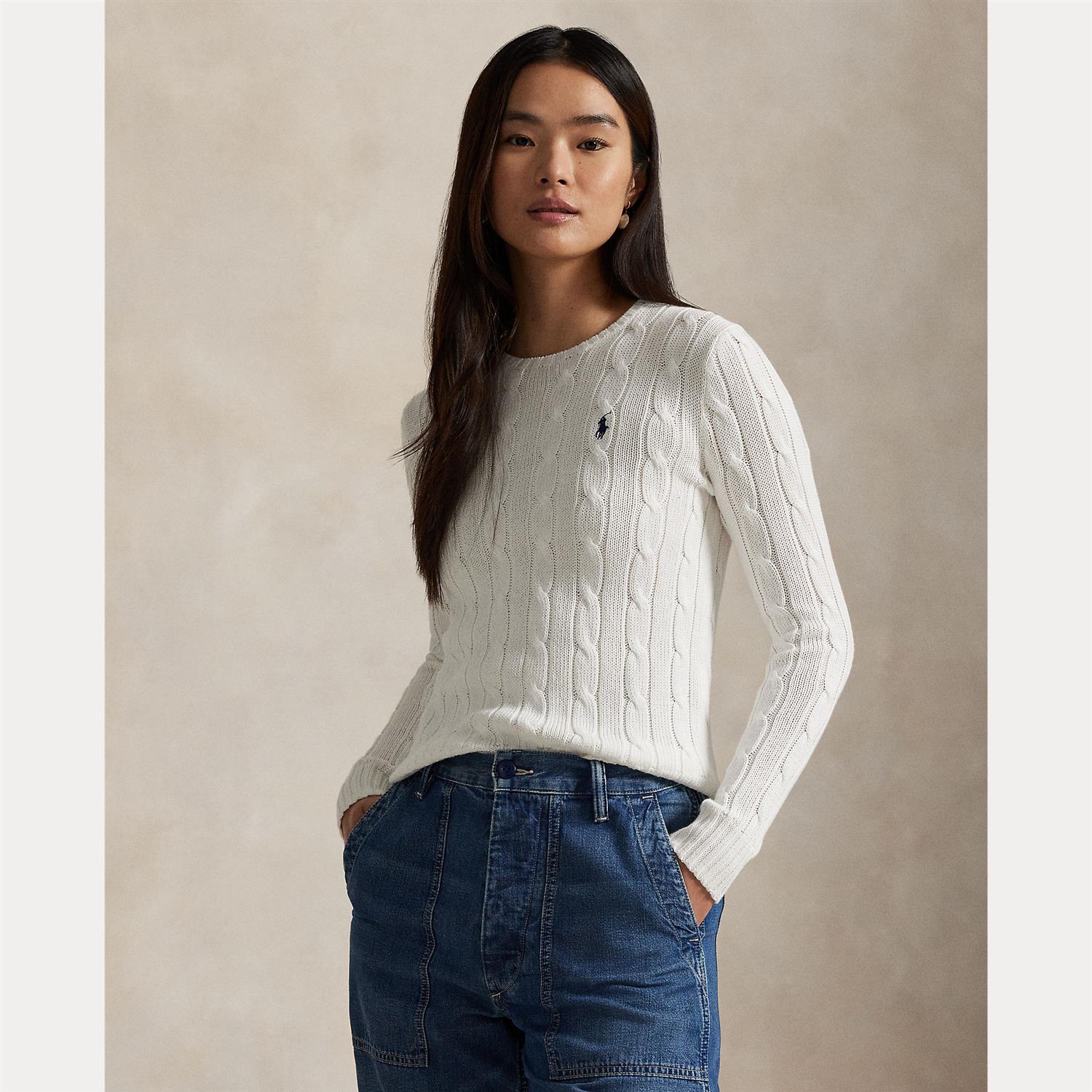 Cable-knit Cotton Crewneck Sweater