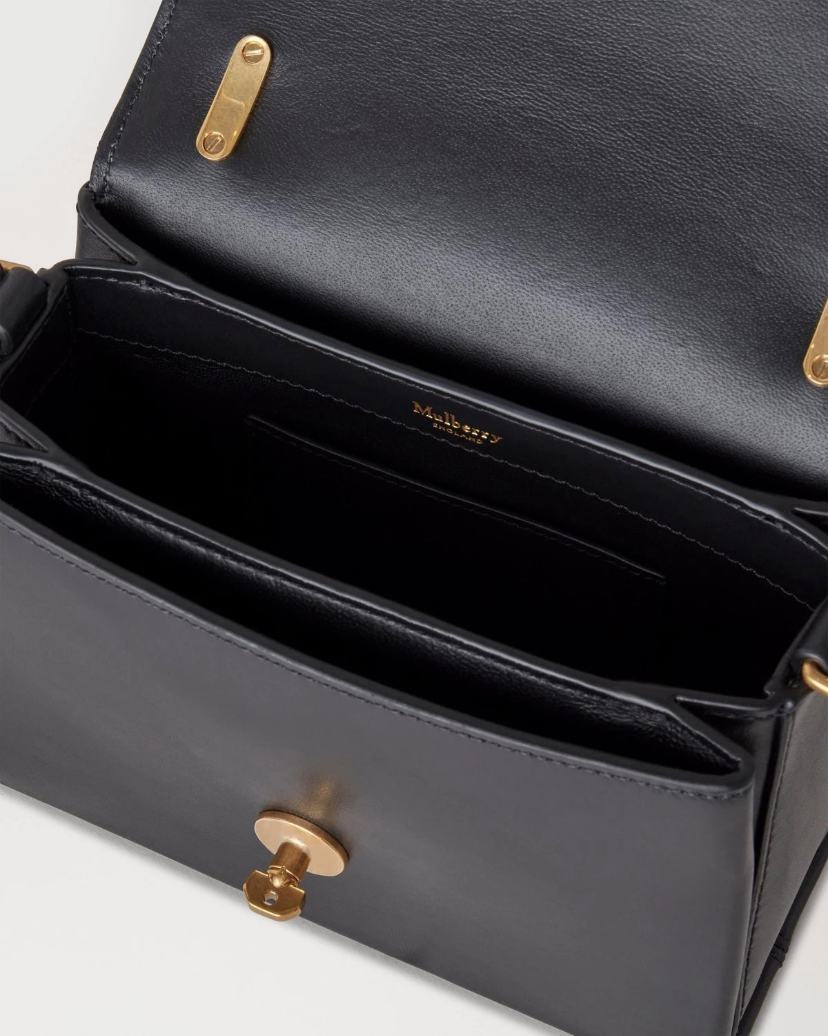 Small Lana Top Handle Black High Gloss Leather