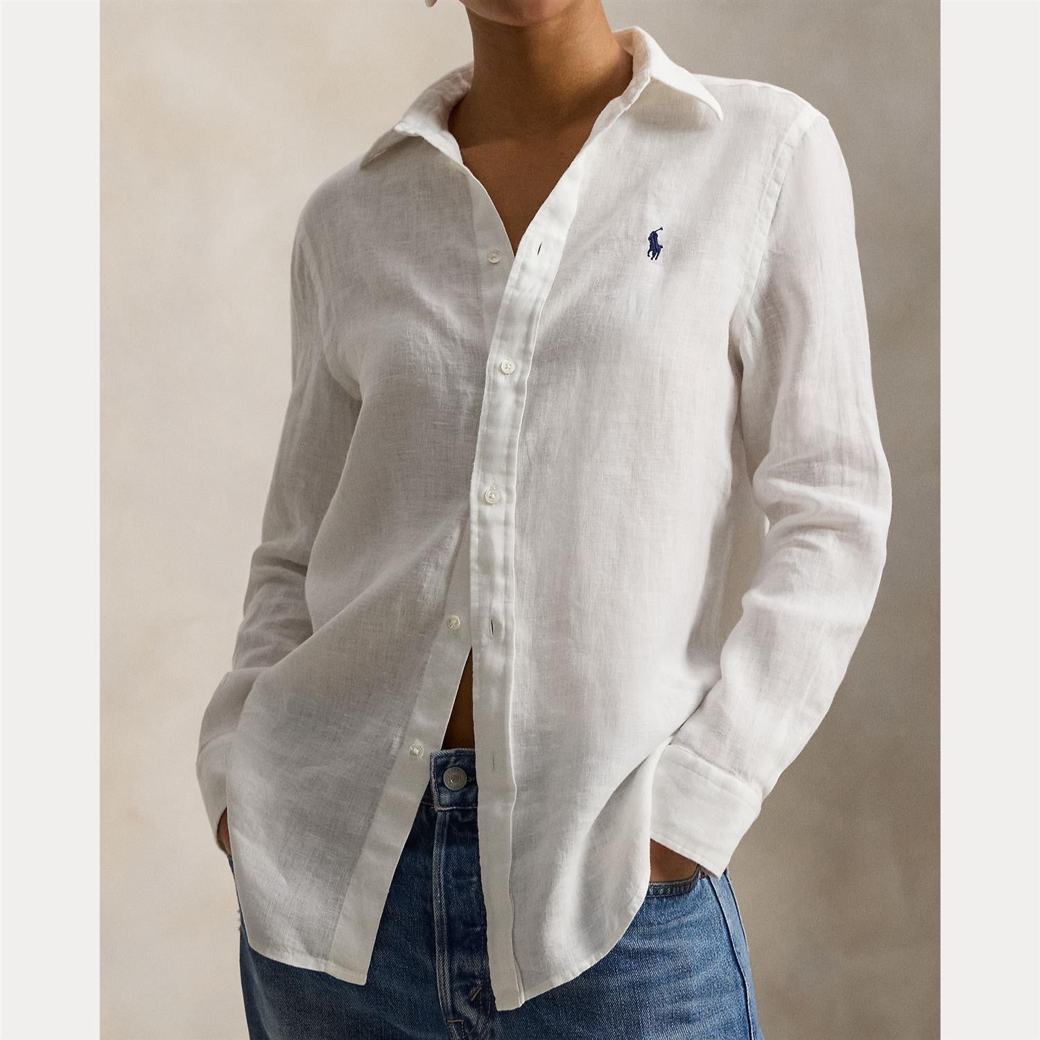 Classic Fit Linen Shirt White