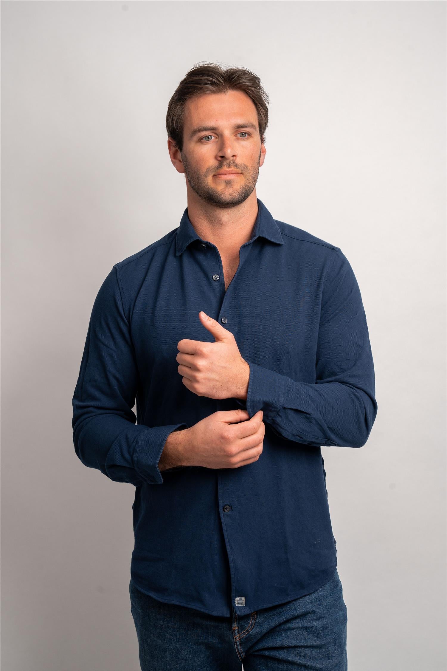 Long-sleeved Pique - Navy