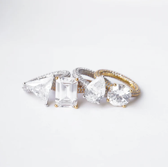 Mega Drop Ring White Silver