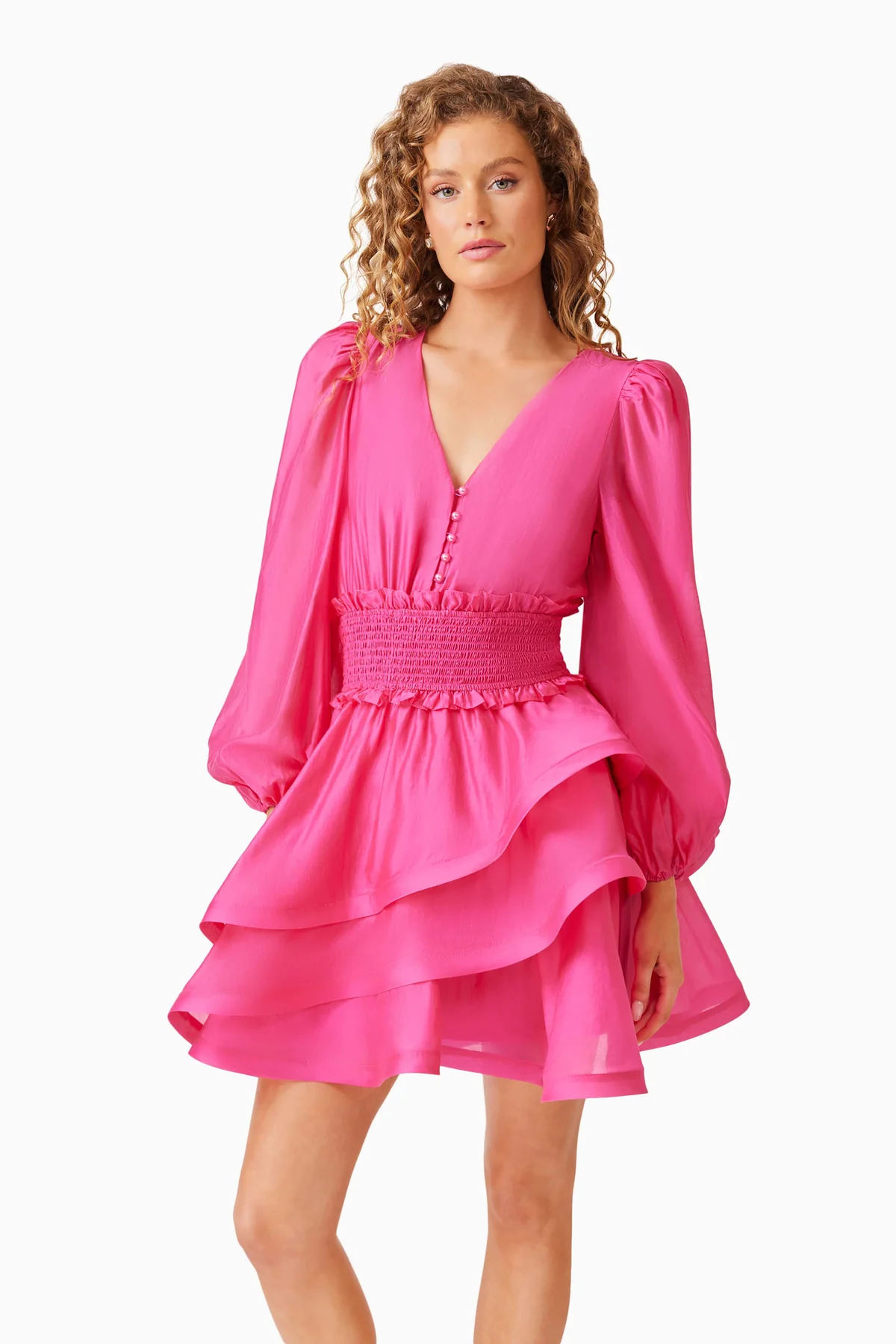 KALANI SLEEVE MINI DRESS HOTPINK