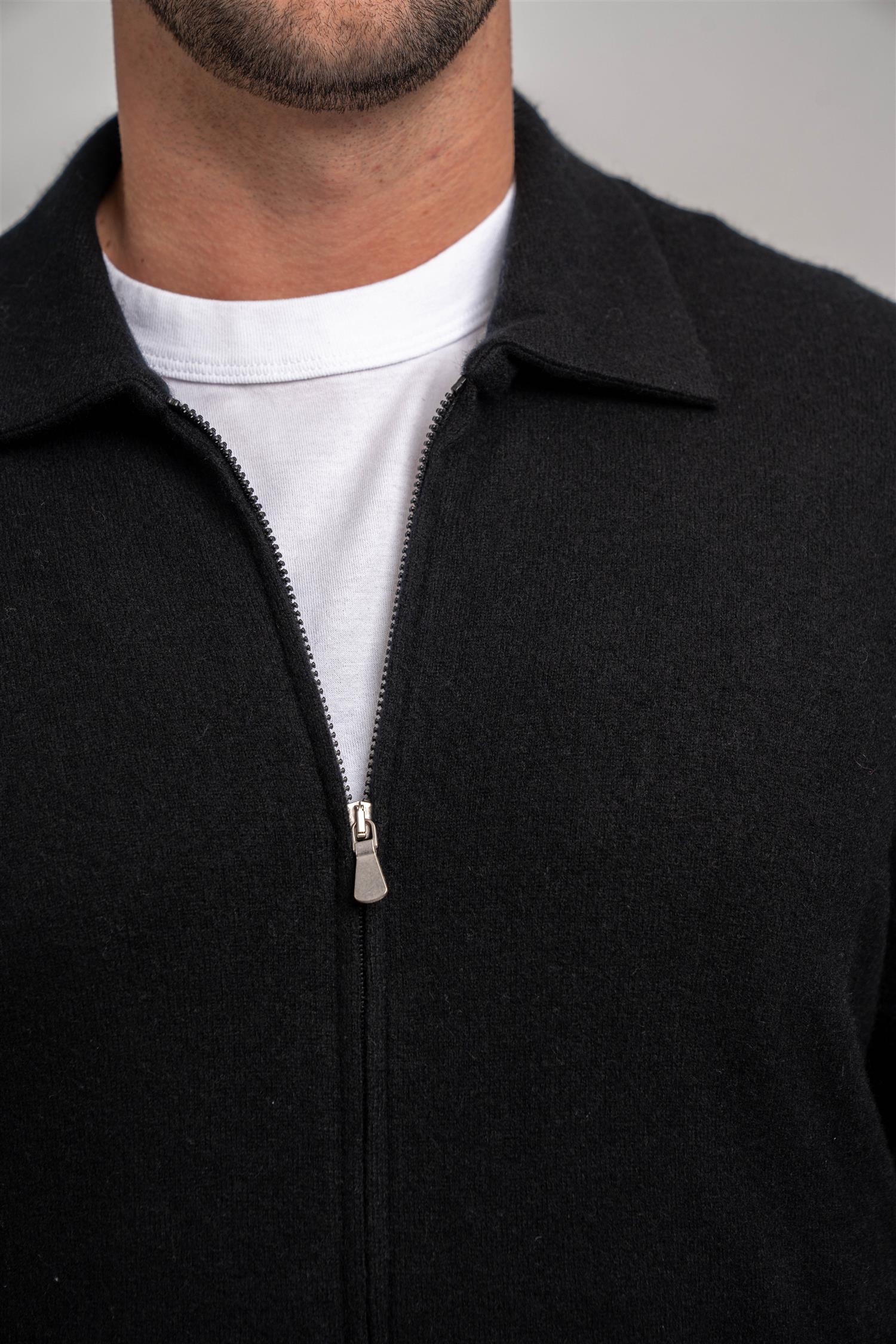 Full Zip Polo - Black