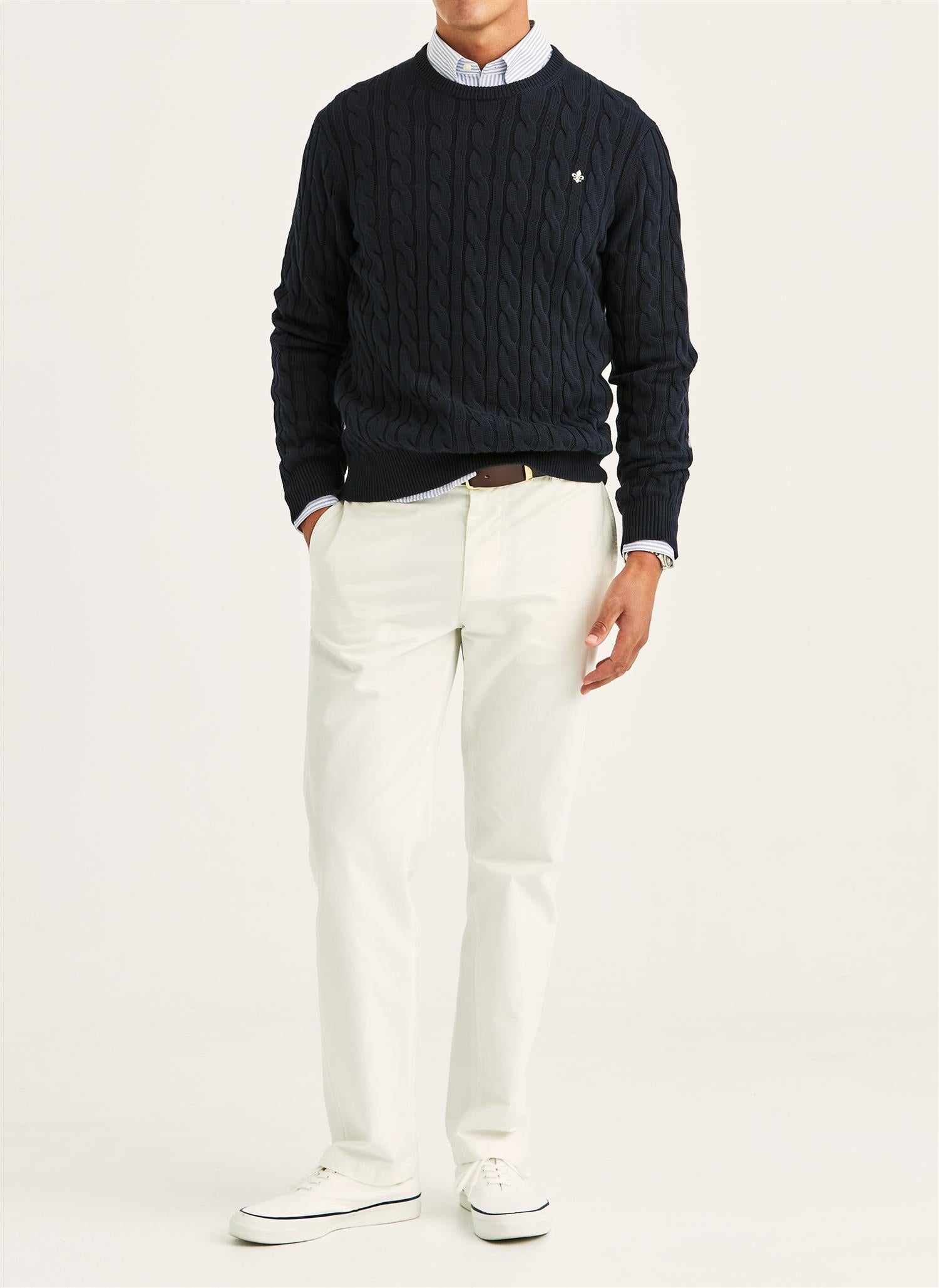 Ethan Cable Oneck - Old Blue