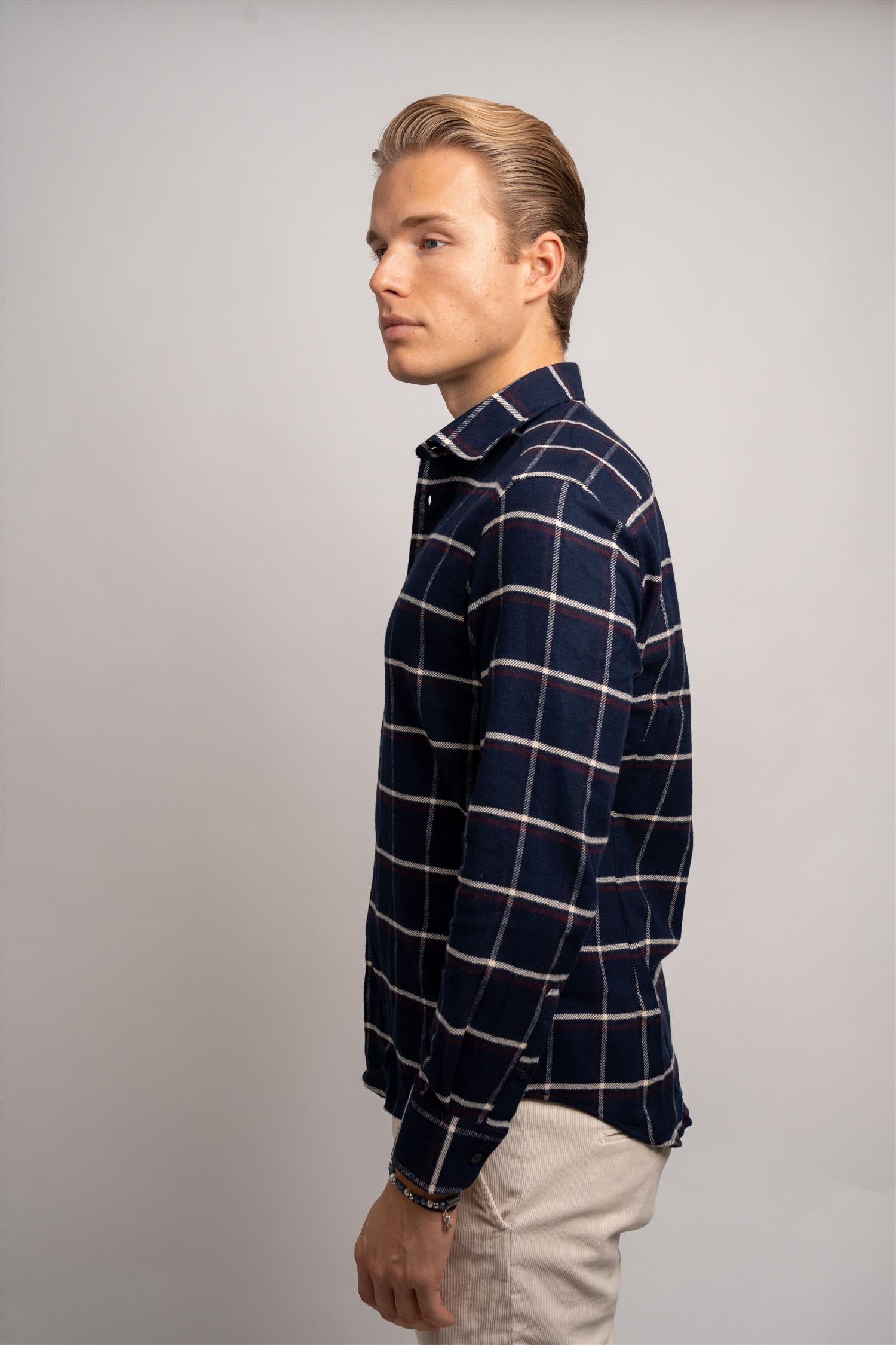 Check Heavy Flannel Shirt - Navy