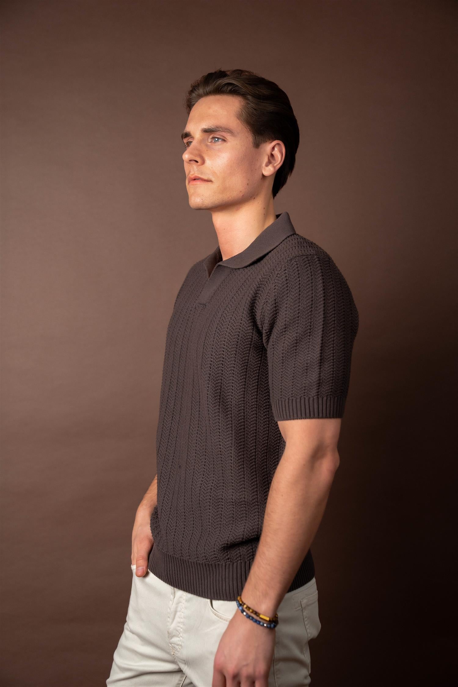 Knitted Polo - Brun