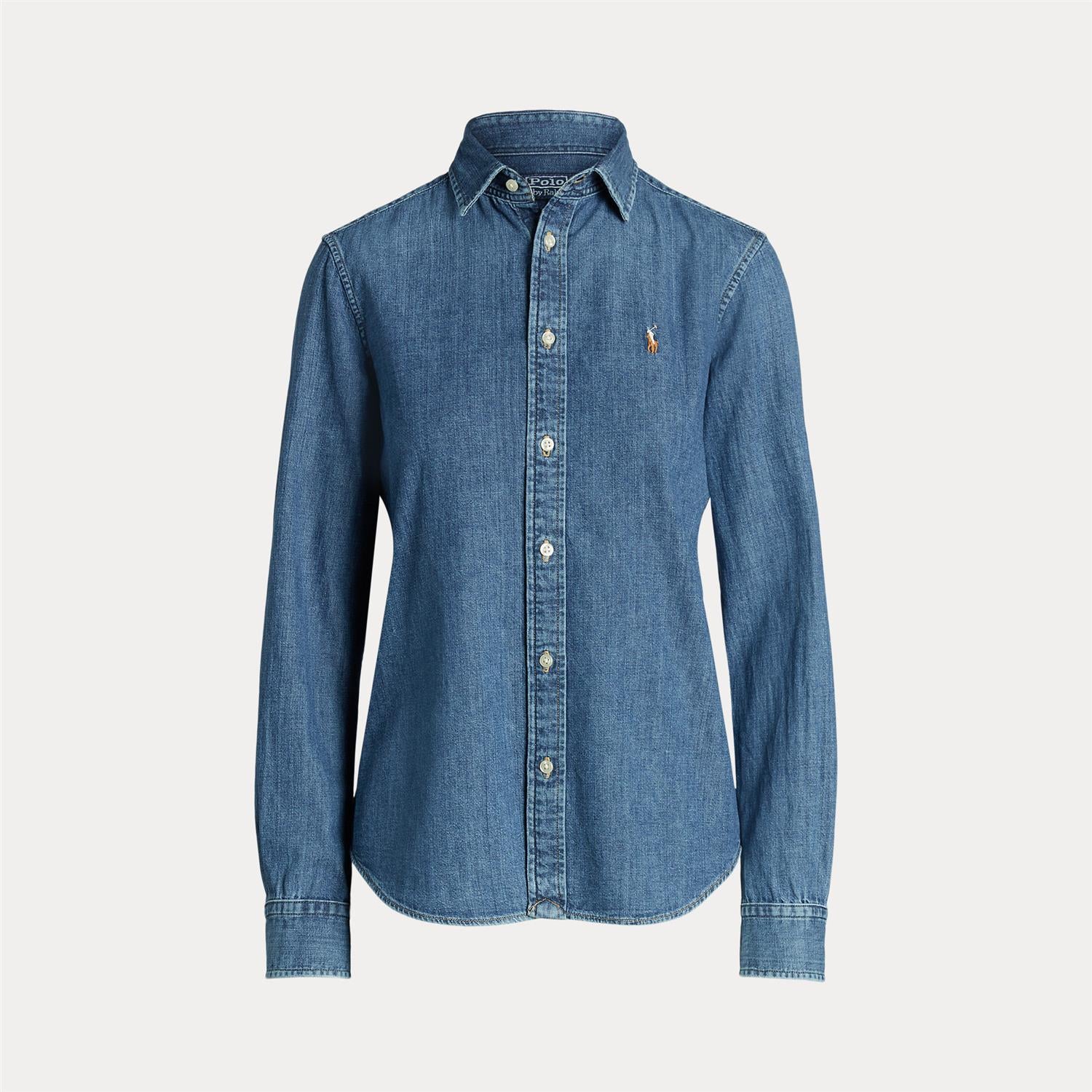 Denim Long Sleeve Button Front Shirt